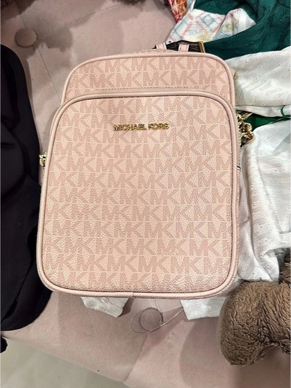 Michael Kors Jet Set Small Signature Logo Camera Crossbody Bag Pink